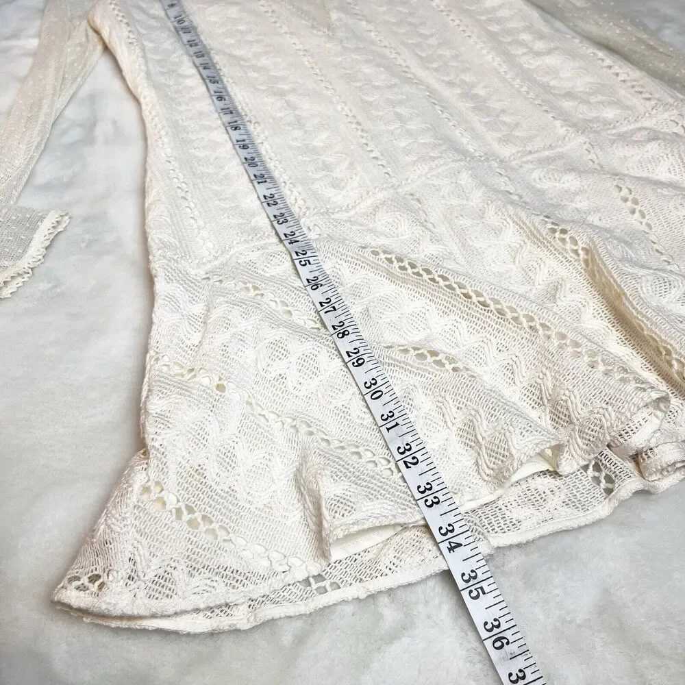 Stevie May Ivory Crochet Lace Long Sleeve Gallery Mini Dress Sz S - Picture 10 of 10